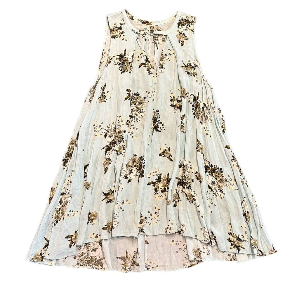 Free People Womens light blue floral wrinkle trapeze dress, Size XS